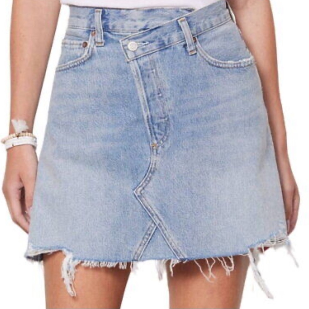 AGOLDE Criss Cross Denim Mini Skirt - size 26